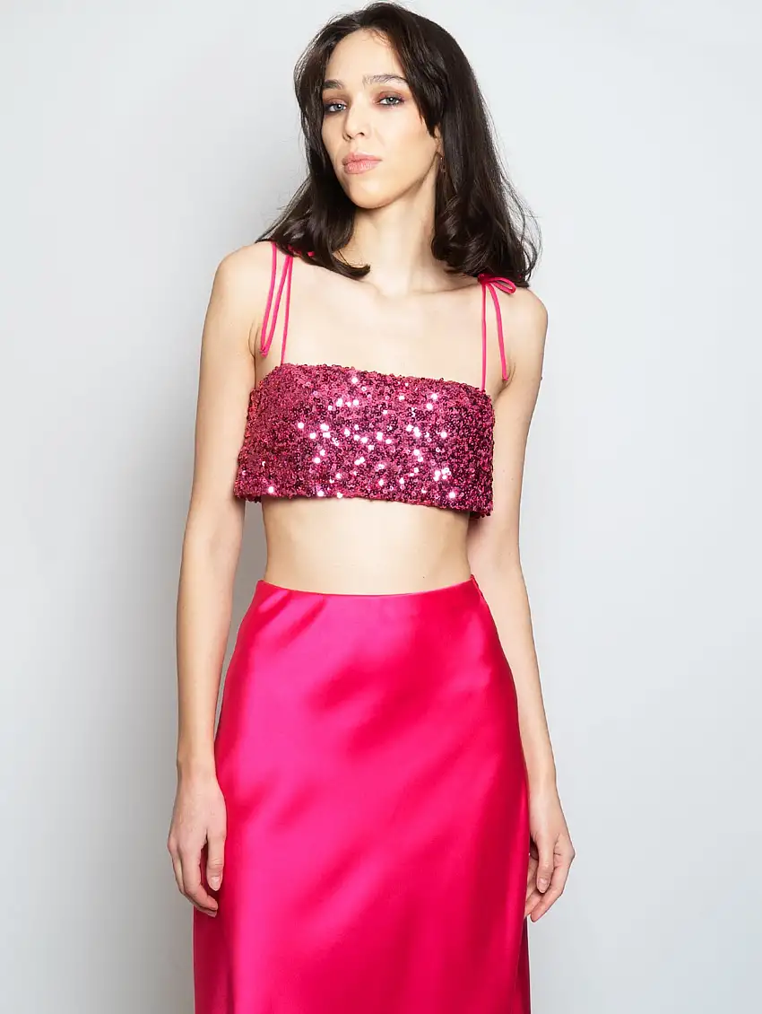 Top Full Paillettes Fucsia