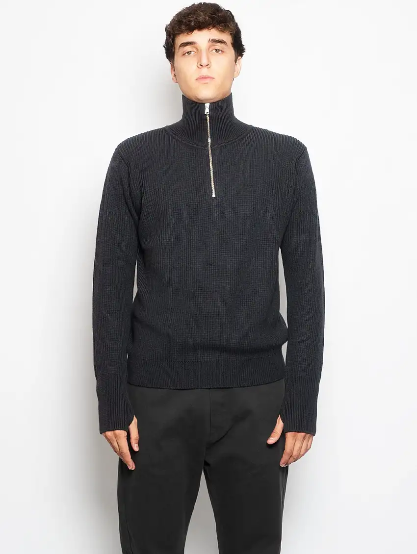 Maglia Mezza Zip Piombo