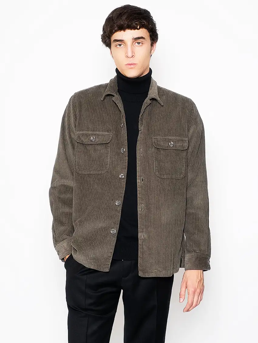 Overshirt in Velluto Verde