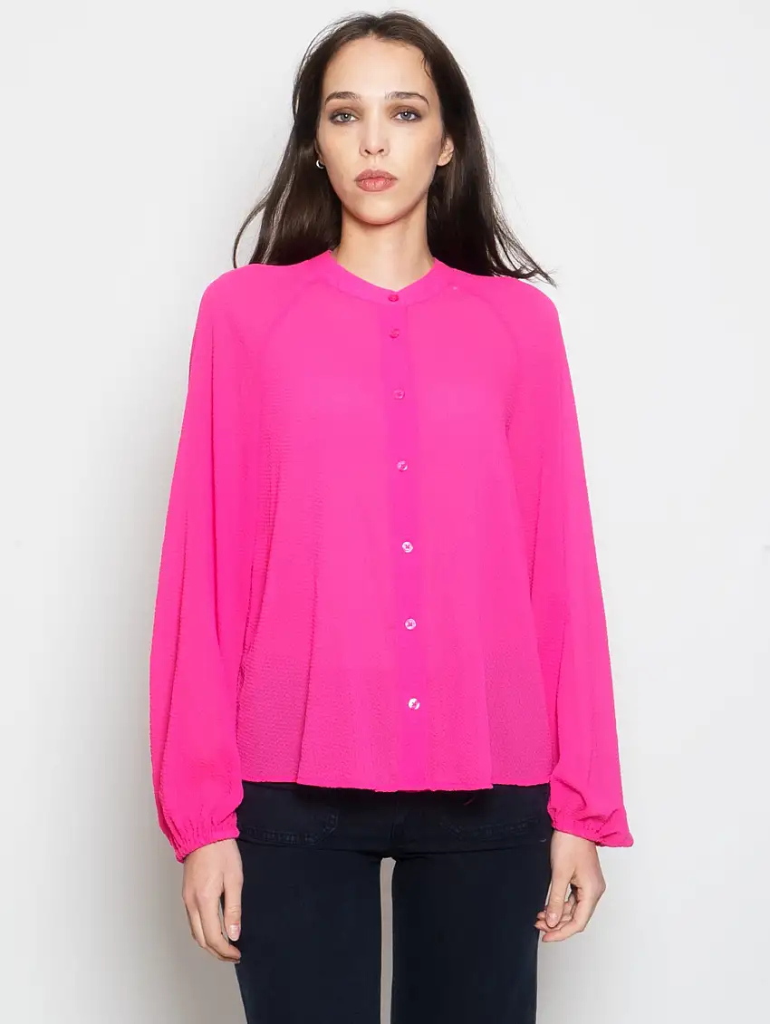 Camicia in Tessuto Goffrato Fucsia
