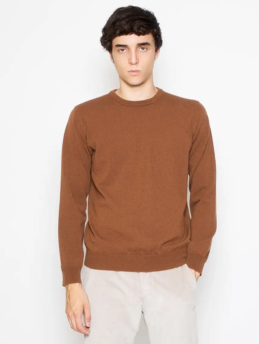 Maglia Girocollo in Cashmere Tabacco