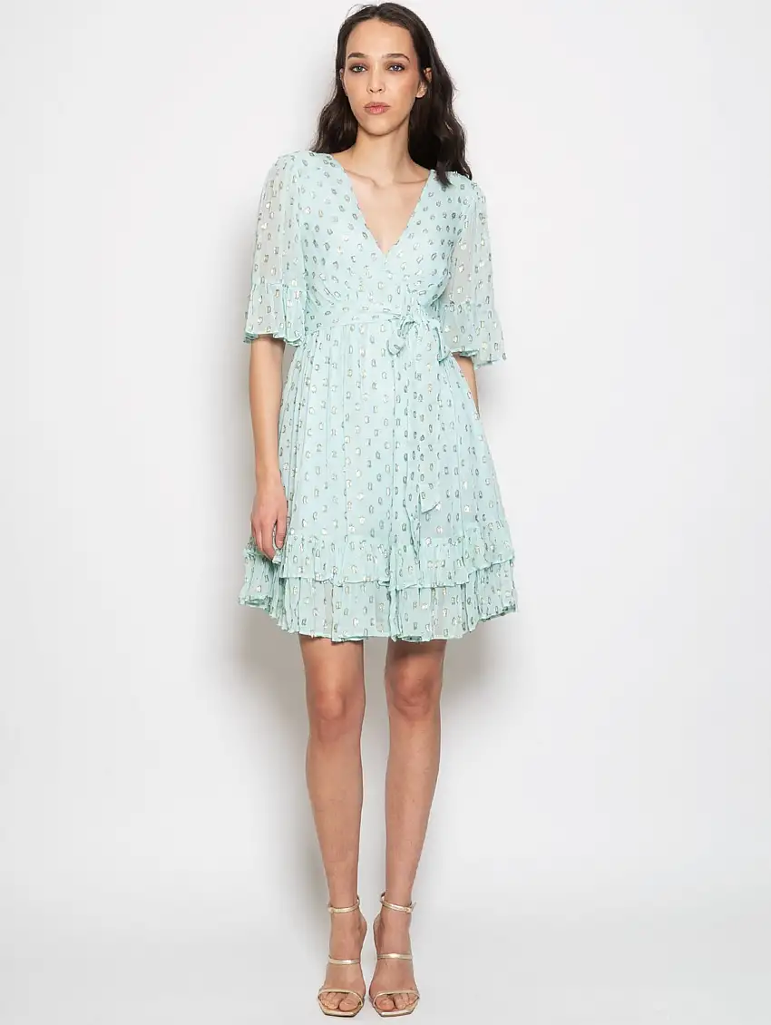 Abito in Georgette Fil Cuopé Verde Agave