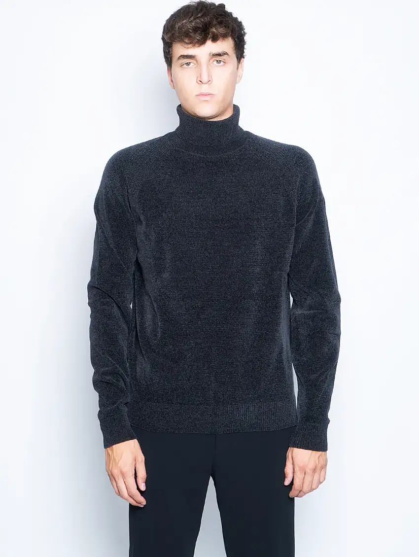 Maglia Collo Alto in Ciniglia Piombo