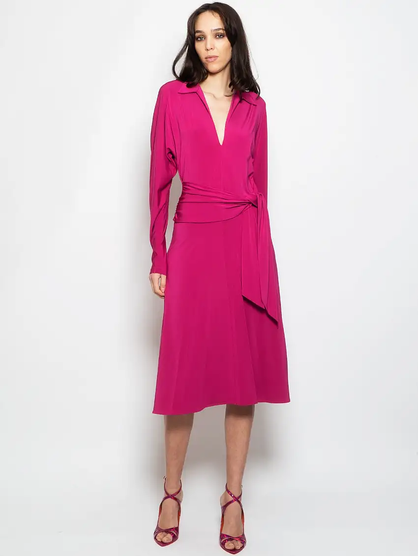 Abito midi con fascia in vita Bouganville