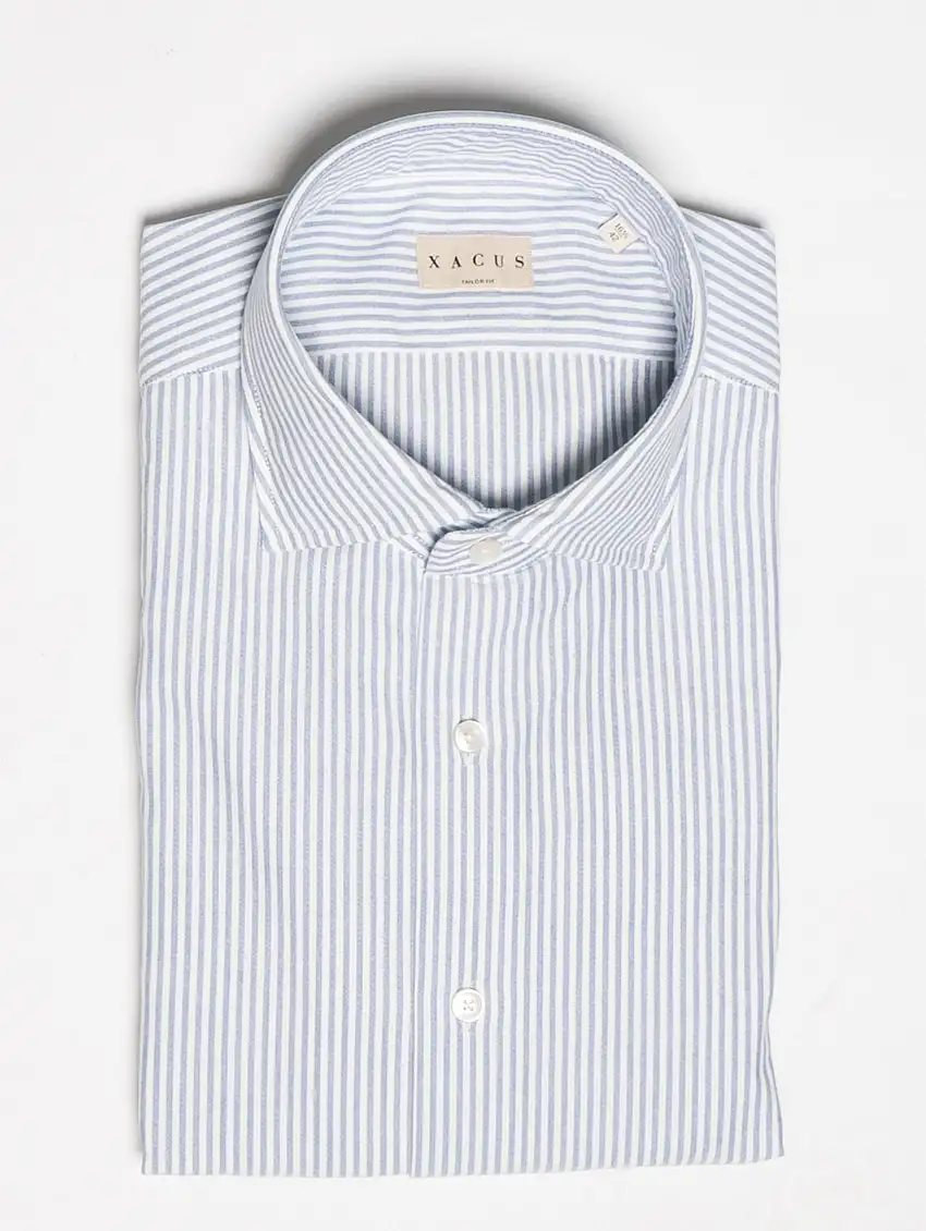 Camicia in Cotone Oxford a Righe Bianco/Blu