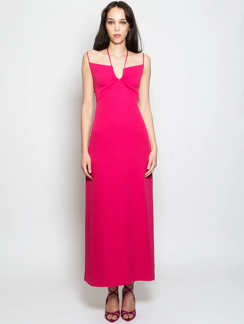 Abito Lungo con Bretelle Sottili Ciclamino