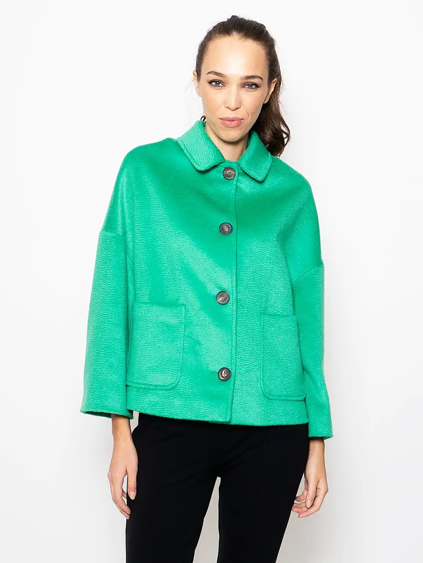 Caban con Effetto Astrakan Verde
