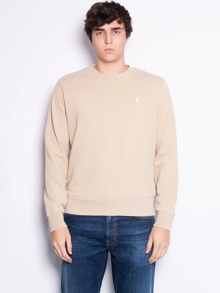 Felpa Girocollo in Cotone Loopback Beige