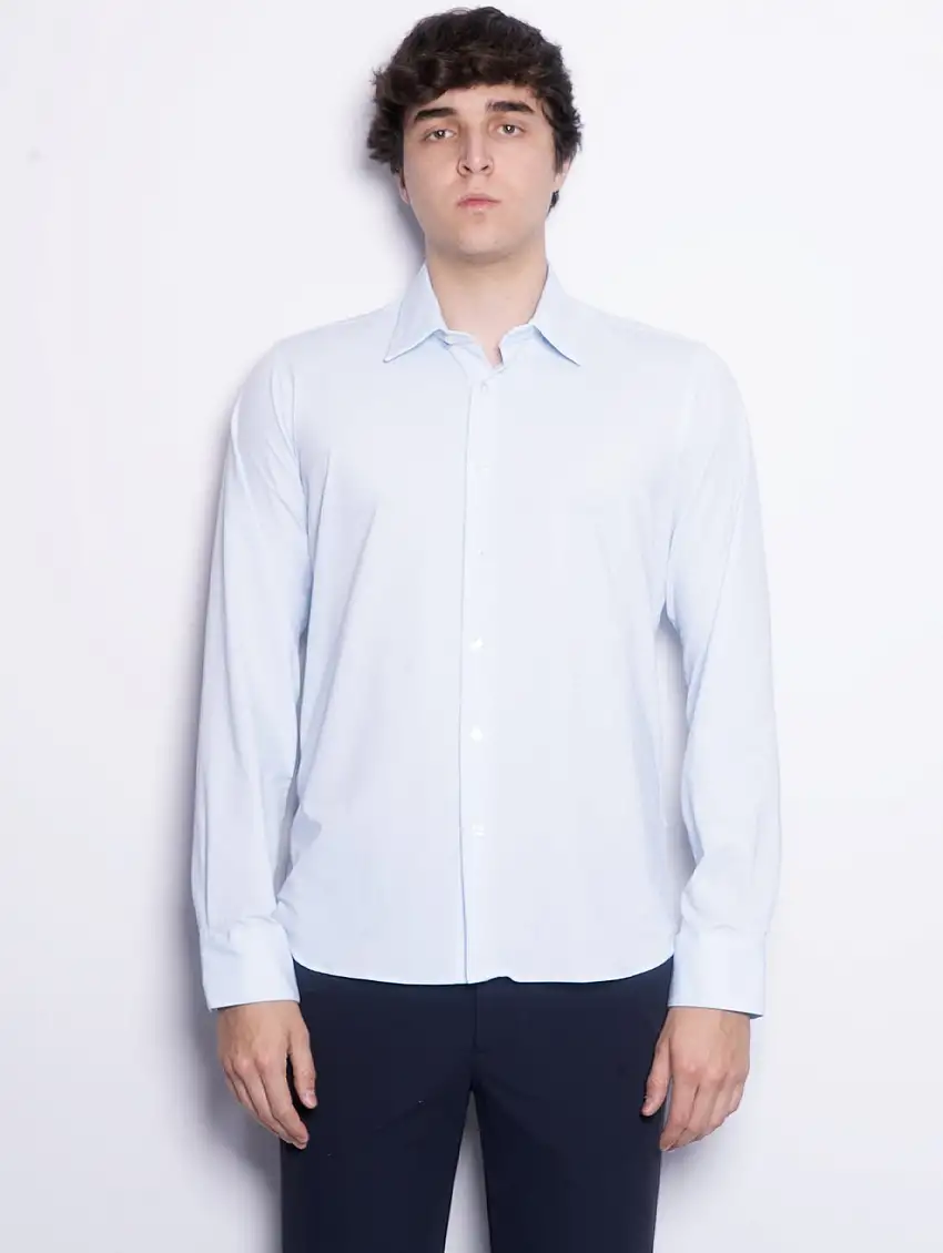 Camicia Jacquard Slim Fit Celeste