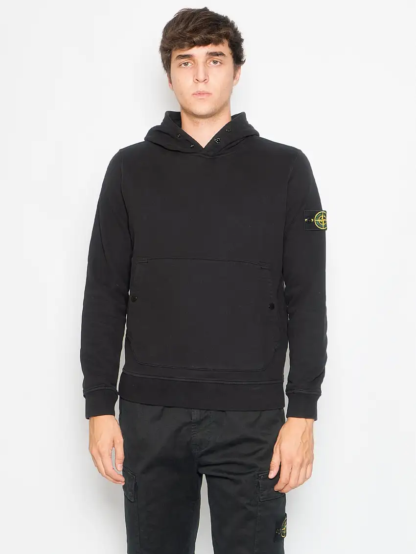 Felpa con Cappuccio e Tasca Marsupio Nero