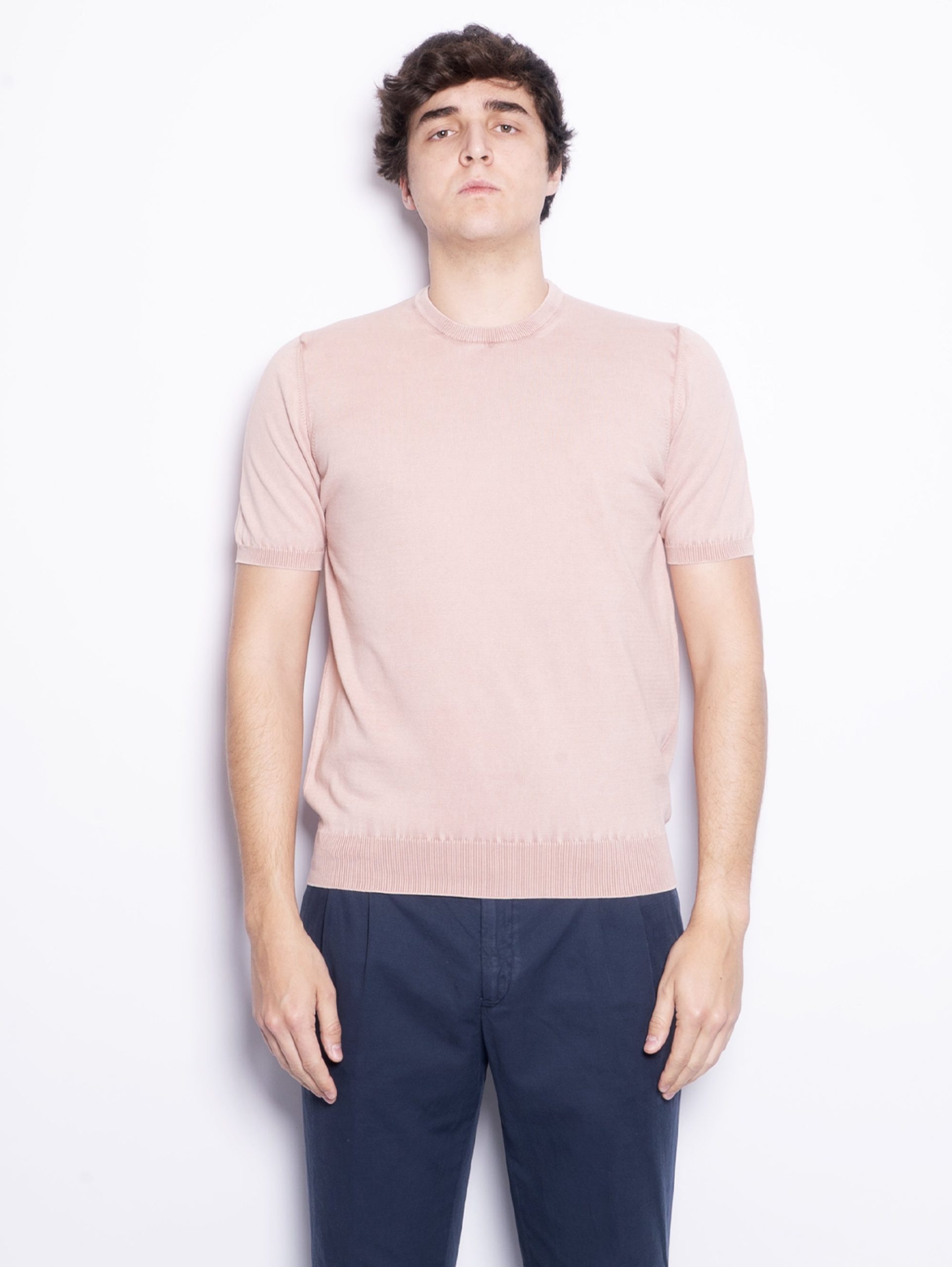 Maglia con Maniche Corte in Cotone Rosa