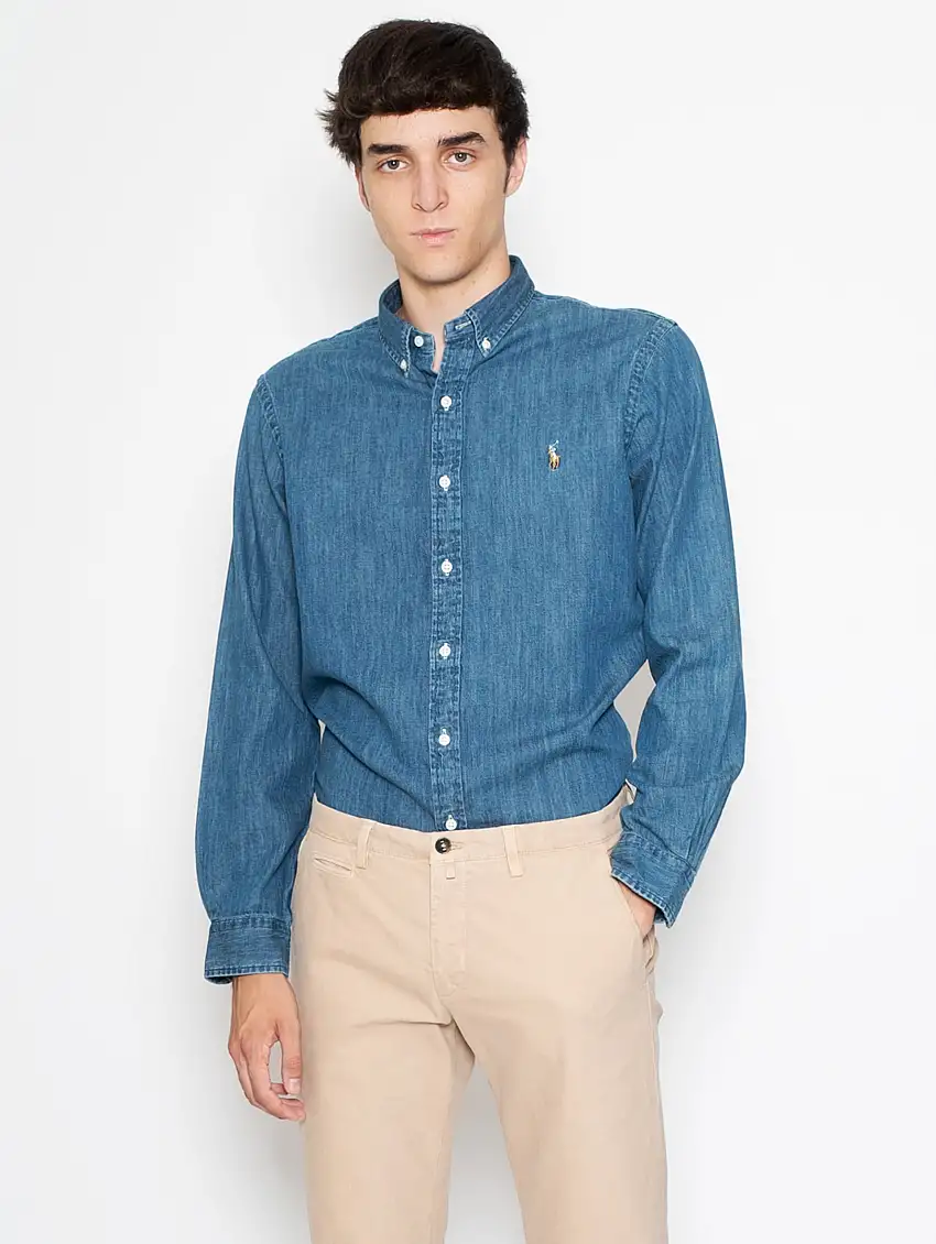 Camicia in Denim Slim Fit Blu