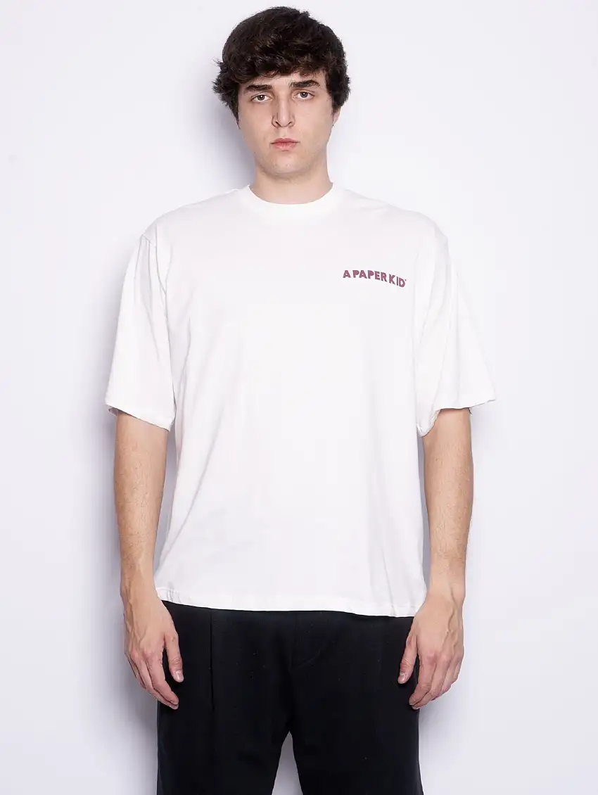 T-shirt con Micro Logo Crema