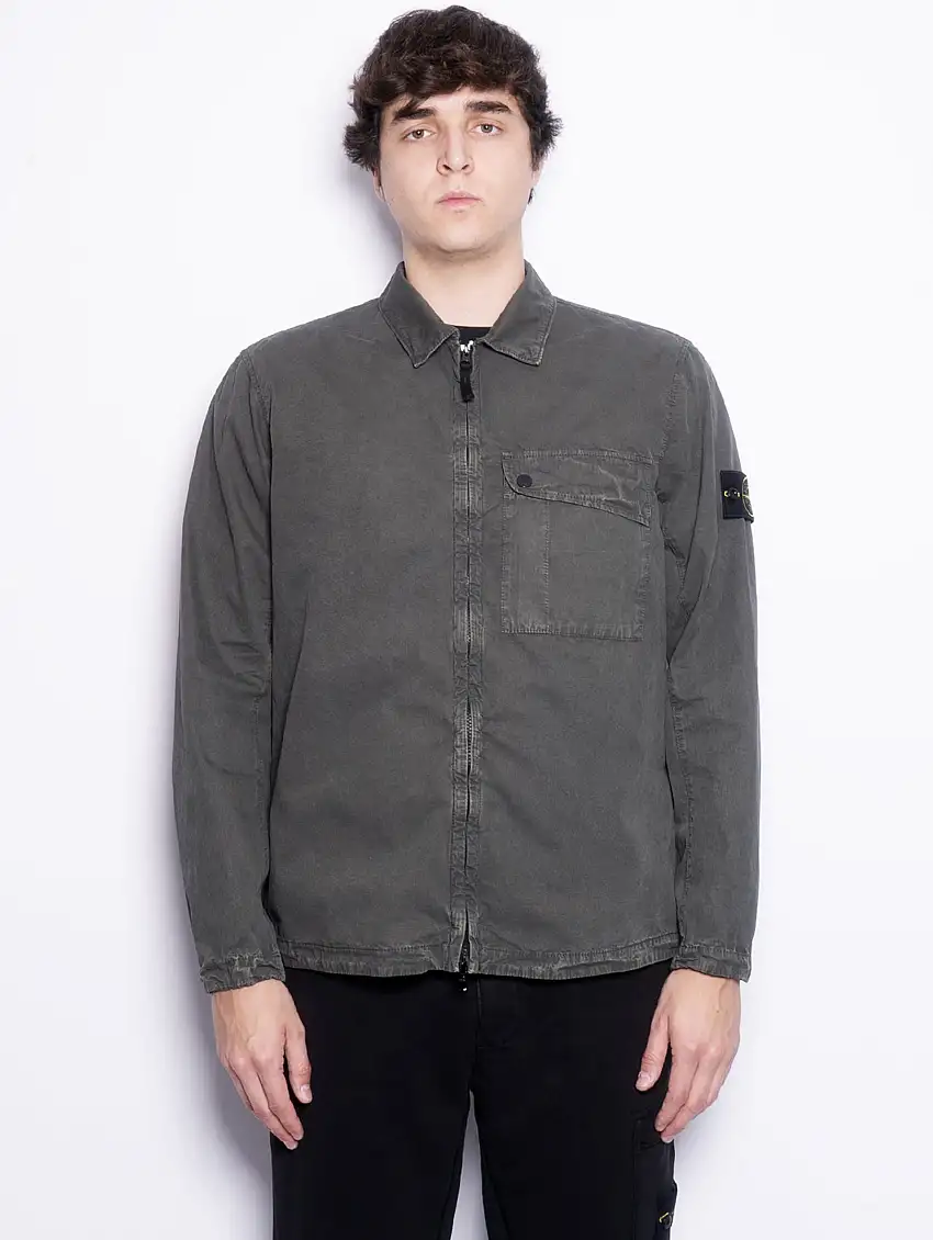 Overshirt Tinta in Capo Effetto Old Muschio