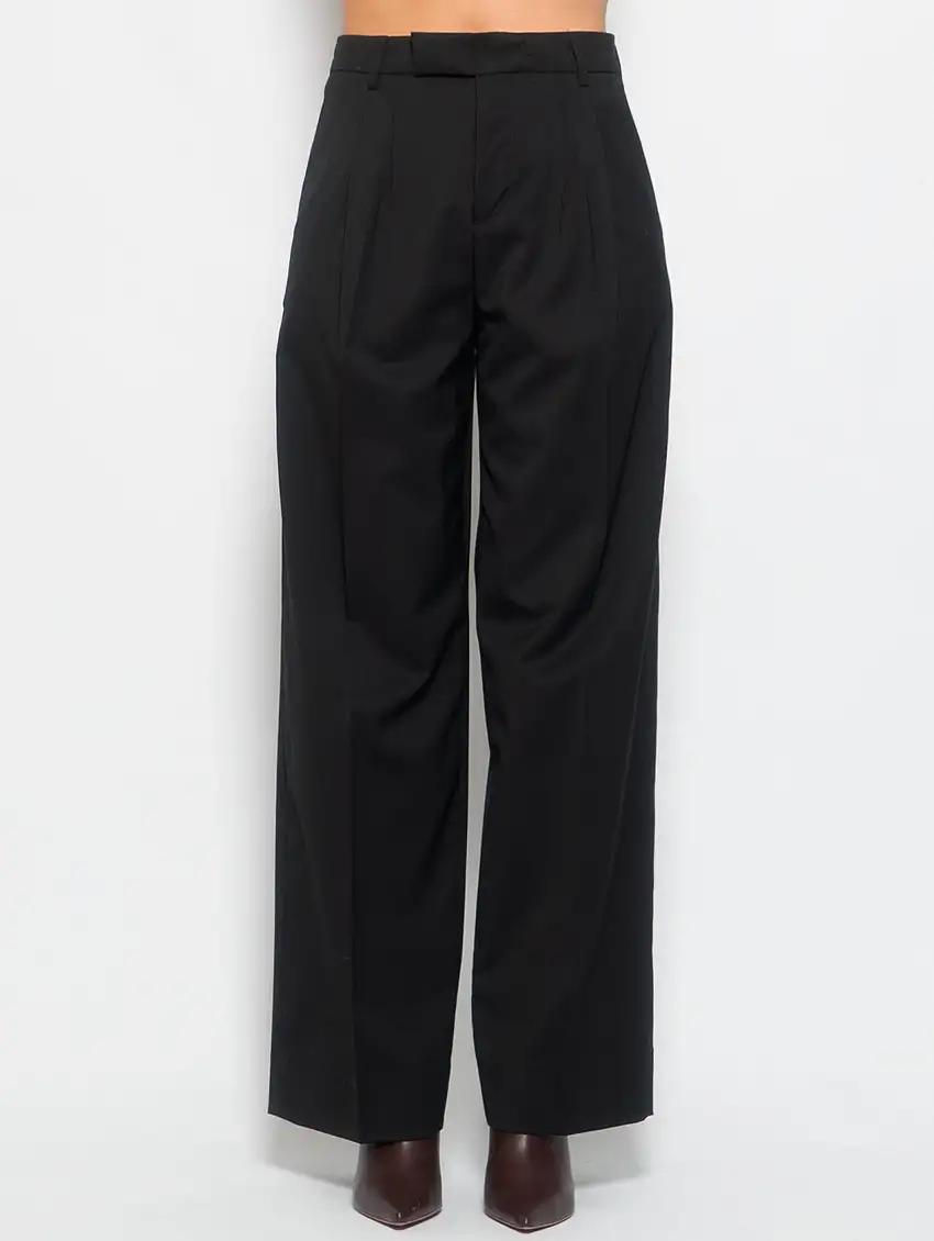 Pantaloni Palazzo con Doppia Pinces Nero