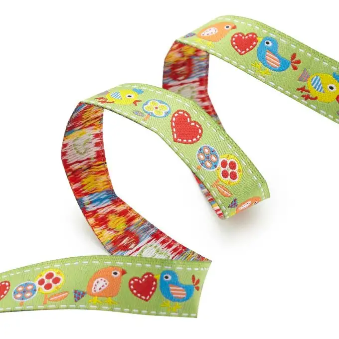 Gallone verde con motivi uccelli