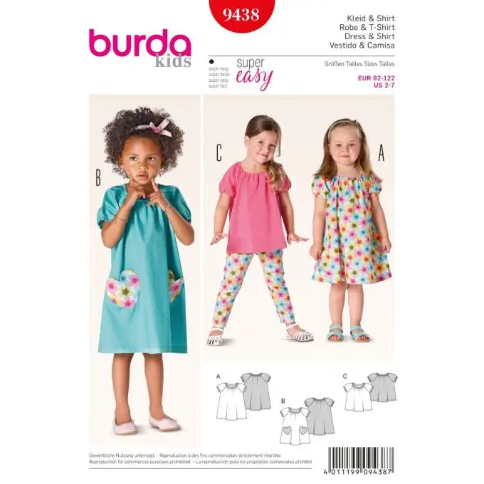 Abito e top per bambini Burda 9438