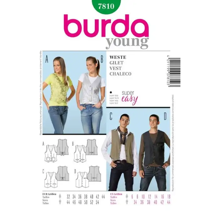 Modello gilet Burda n7810