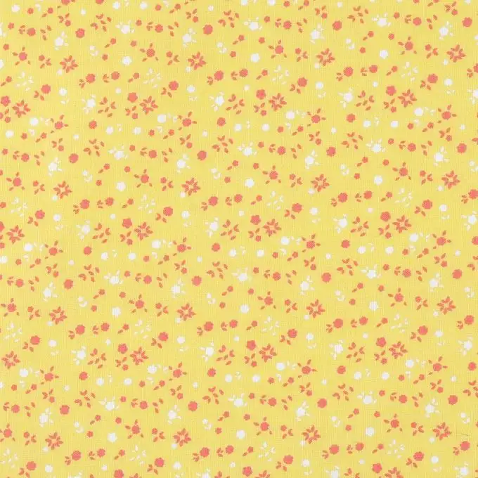 Tessuto cotone giallo a piccoli fiori