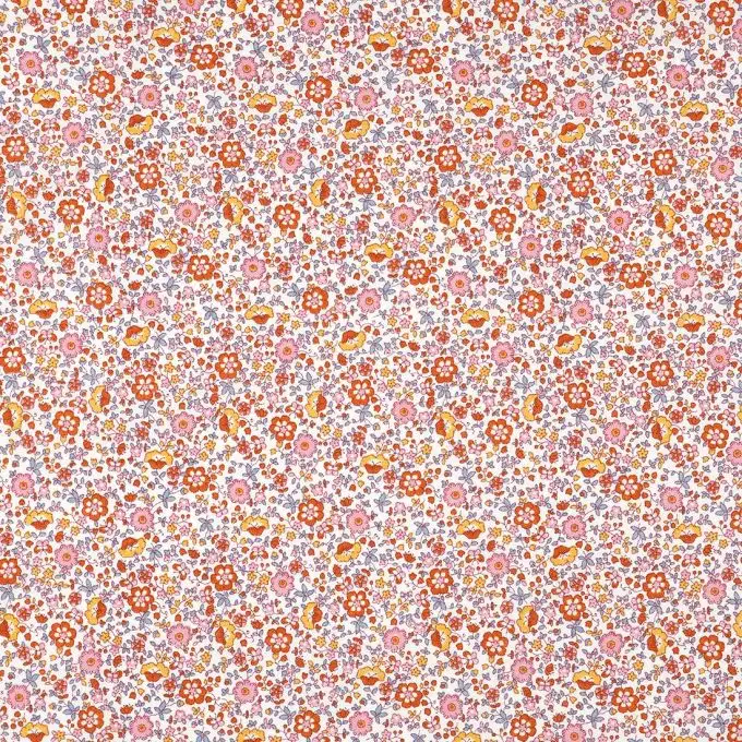 Tessuto batista cotone biologico piccoli fiori rosa