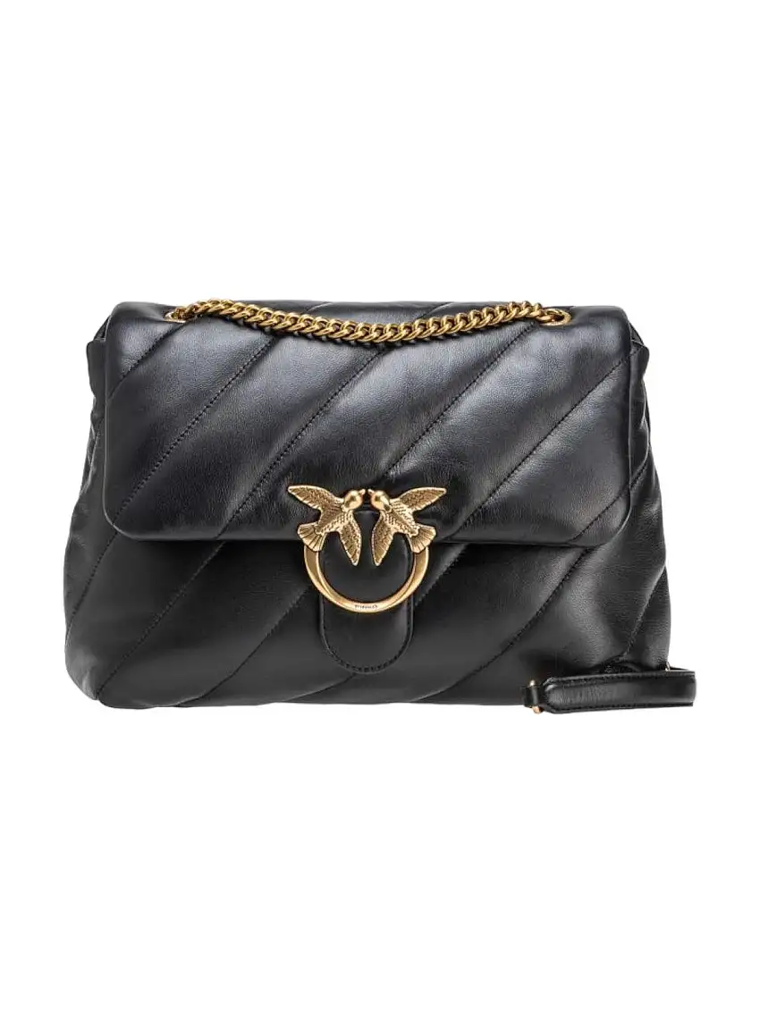 Pinko Women's Shoulder Bags - Big Love Bag Puff Maxi Quilt - Black