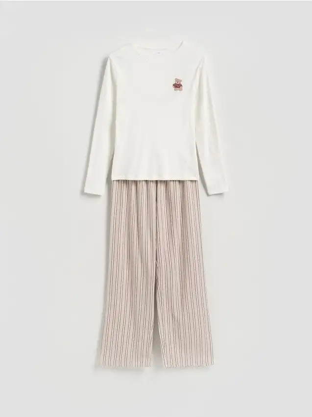 Set pigiama da due pezzi in misto modal Colore beige