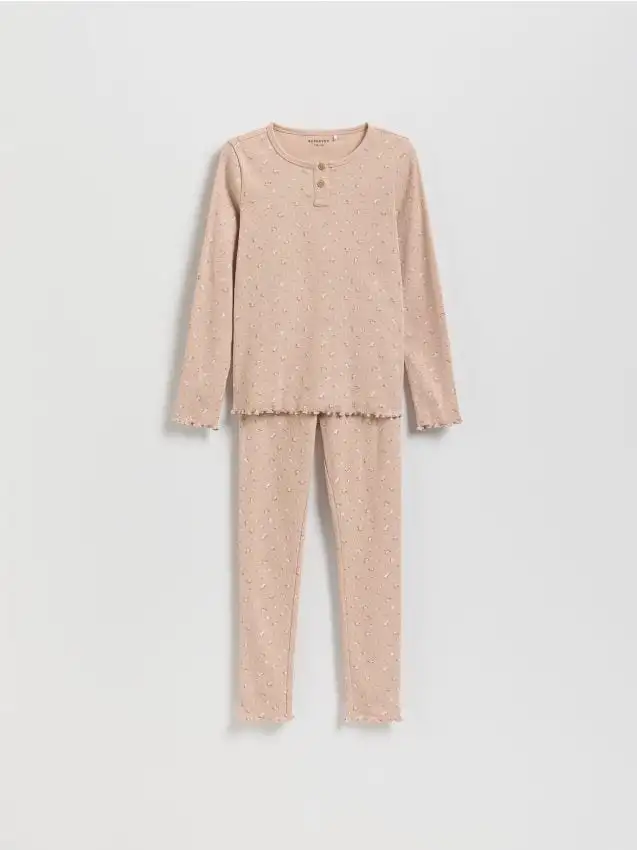 Pigiama due pezzi a fiori Colore rosa cipria