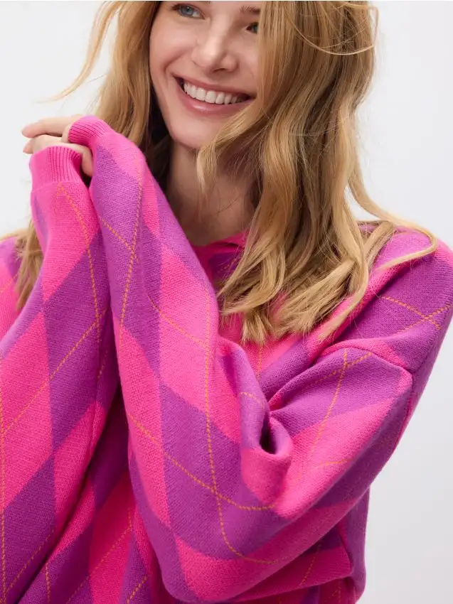 Maglione con colletto Colore rosa shocking