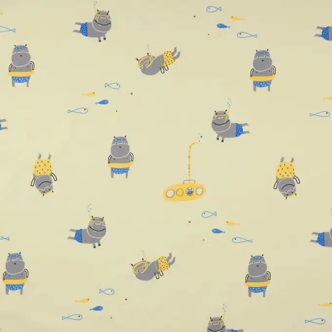 Tessuto jersey cotone giallo ippopotamo