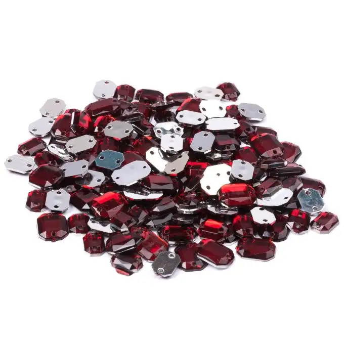 Paillettes rettangolari rosse da cucire 6x8mm e 8x10mm