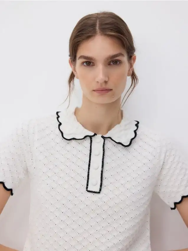 Camicia strutturata con colletto Colore nude