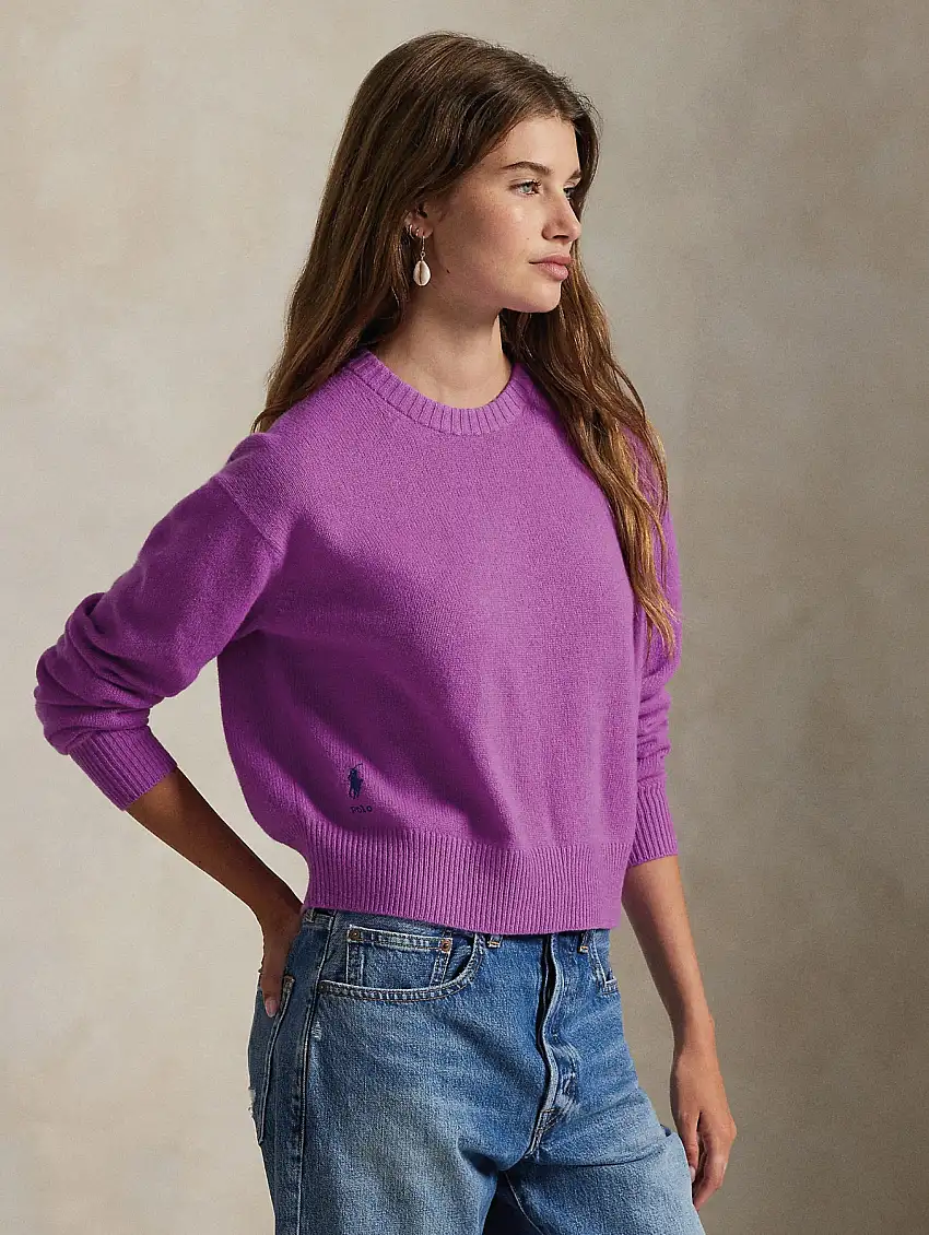 Maglia Taglio Corto in Lana Viola