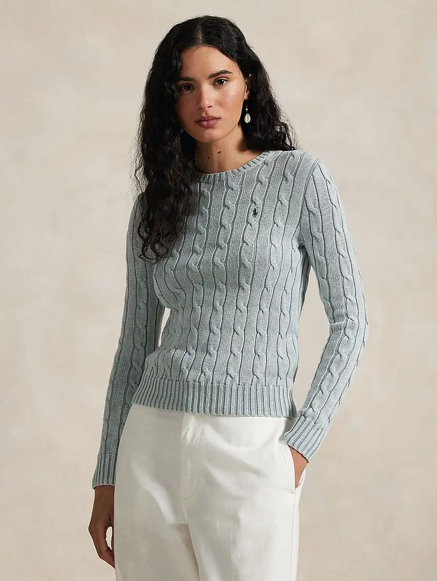 Maglia a Trecce in Cotone Polvere