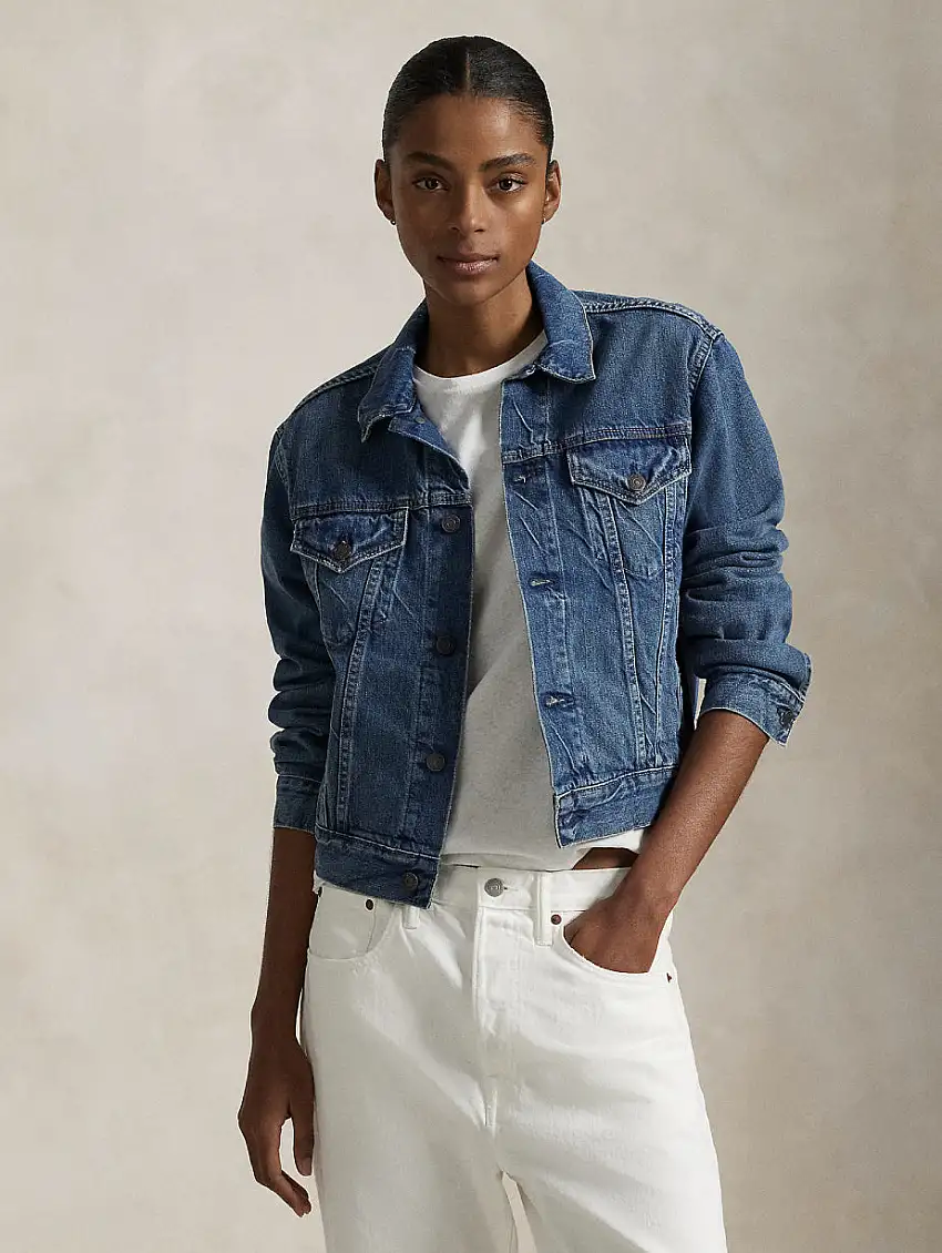 Giacca Trucker in Denim Blu