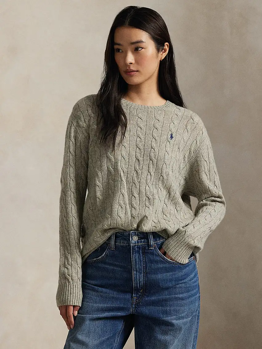 Maglia a Trecce Relaxed Fit Grigio