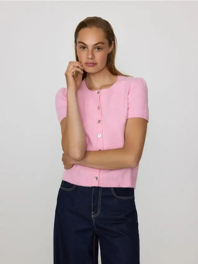 Cardigan a maniche corte Colore rosa