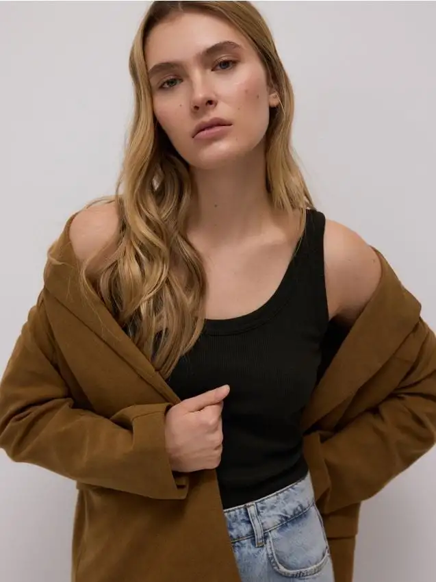 Top in cotone con spalline Colore verde scuro