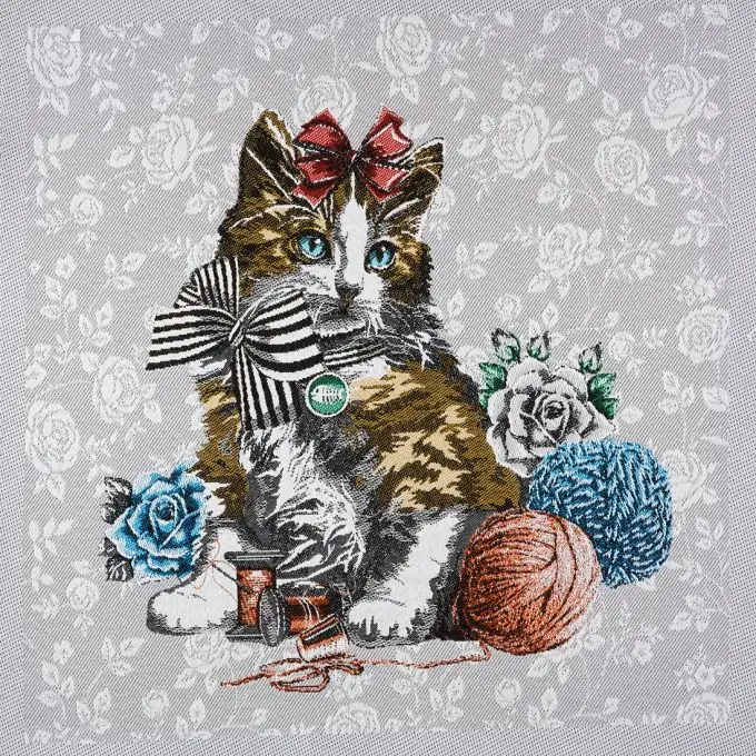 Carré di tessuto jacquard gatto