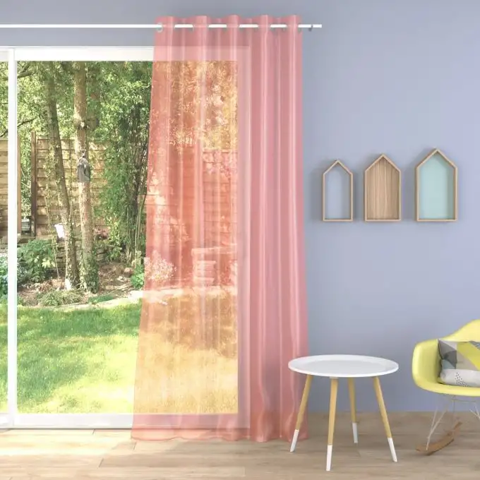 Tessuto velo tinta unita corallo piombato grande larghezza