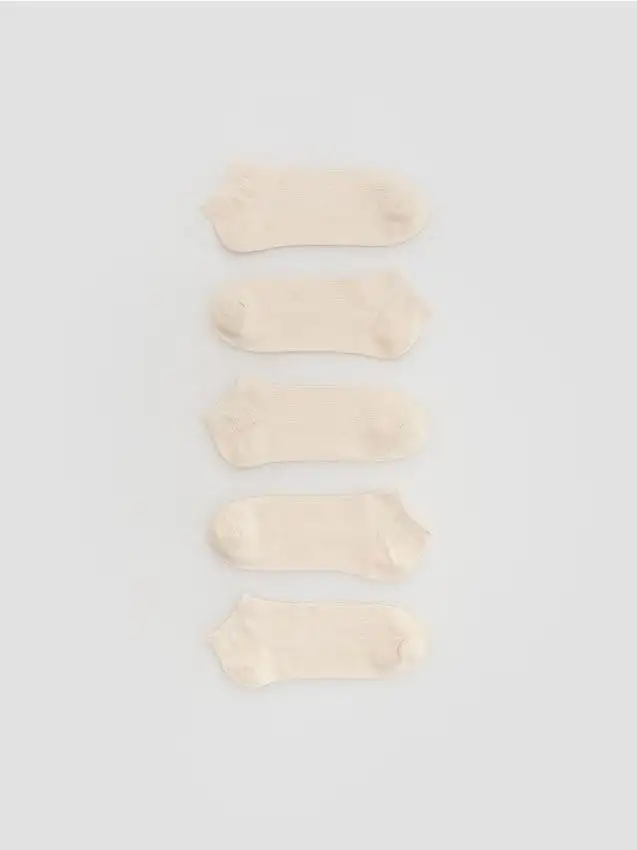 Confezione da 5 paia di calzini alla caviglia Colore panna