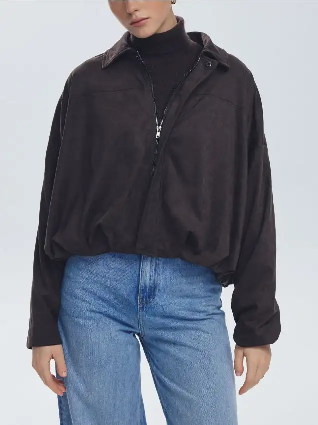 Camicia in similcamoscio Colore marrone scuro