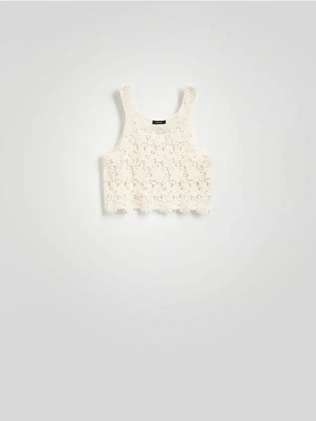 Top corto in pizzo Colore beige