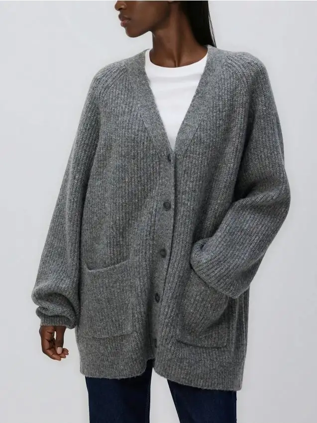 Cardigan in misto lana Colore grigio medio