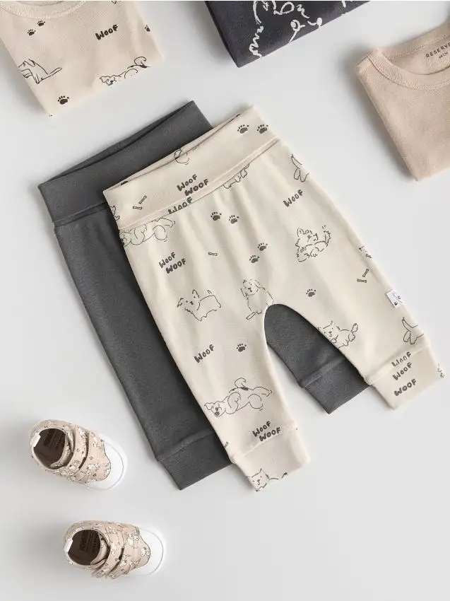 Confezione da 2 paia di pantaloni in cotone Colore beige