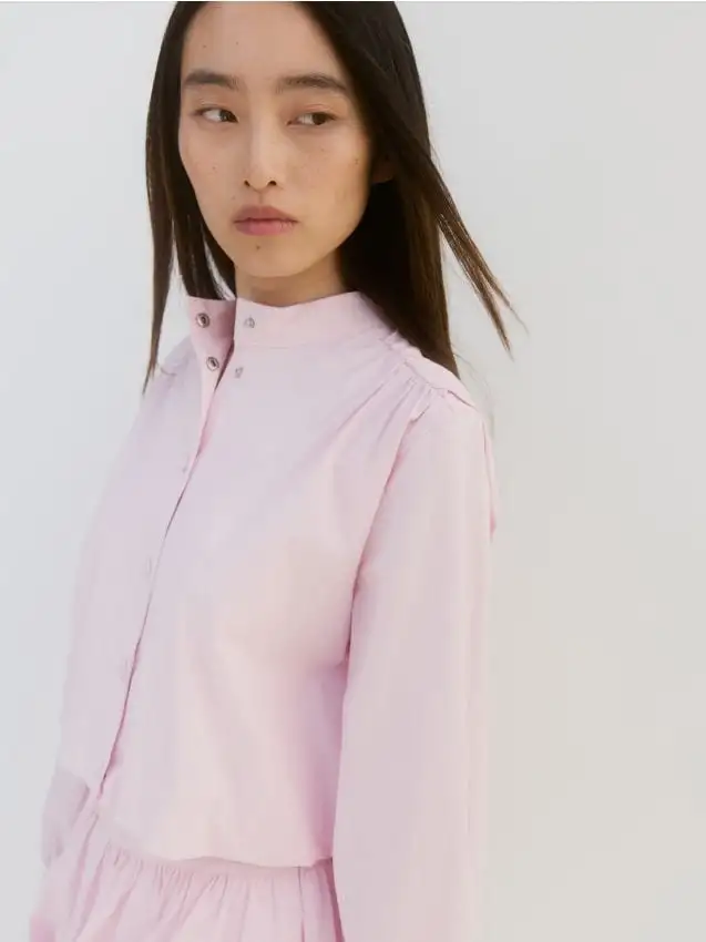 Giacca corta in cotone Colore rosa pastello