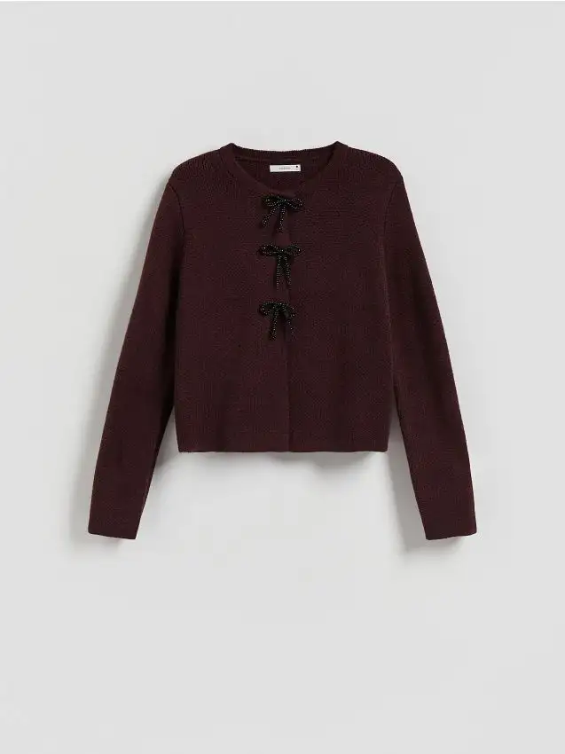 Cardigan con fiocchi Colore maroon