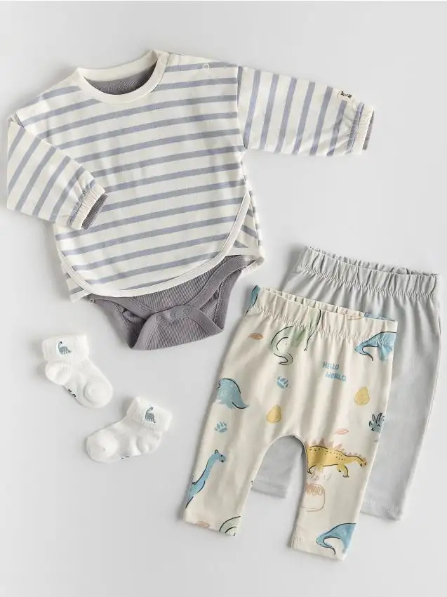 Confezione da 2 leggings in cotone Colore grigio chiaro