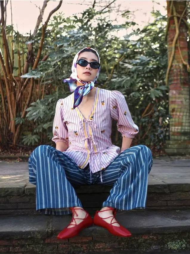 Jeans a righe Colore multicolore