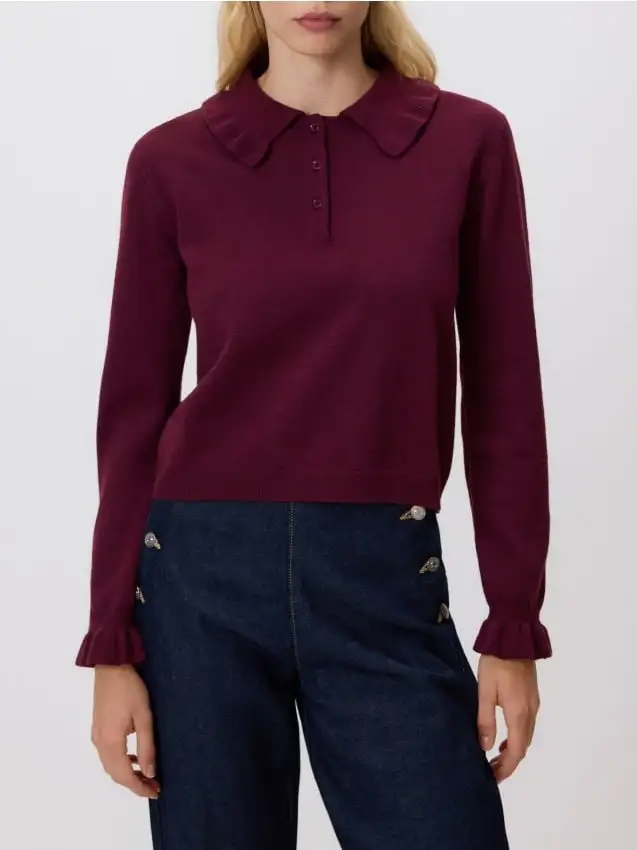 Maglione con dettagli a volant Colore maroon
