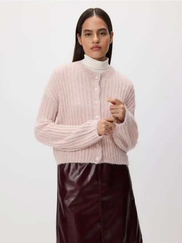 Cardigan con trama decorativa Colore rosa cipria